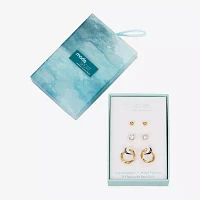 Moda Sport Hypoallergenic Water-Resistant 3 Pair Cubic Zirconia Earring Set