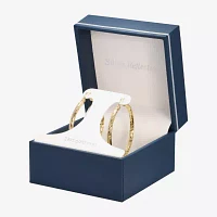 Silver Reflections 24K Gold Over Brass Round Hoop Earrings