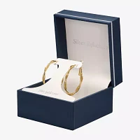 Silver Reflections 24K Gold Over Brass Round Hoop Earrings