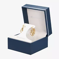 Silver Reflections 24K Gold Over Brass Hoop Earrings
