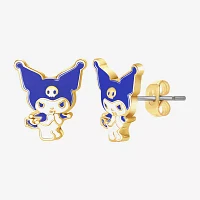 Gold Tone 18K Gold Over Brass Hello Kitty Kuromi My Melody 2 Pair Earring Set