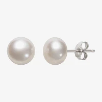 Genuine White Cultured Freshwater Pearl Sterling Silver Earring Set