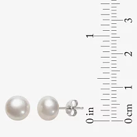 Genuine White Cultured Freshwater Pearl Sterling Silver Earring Set