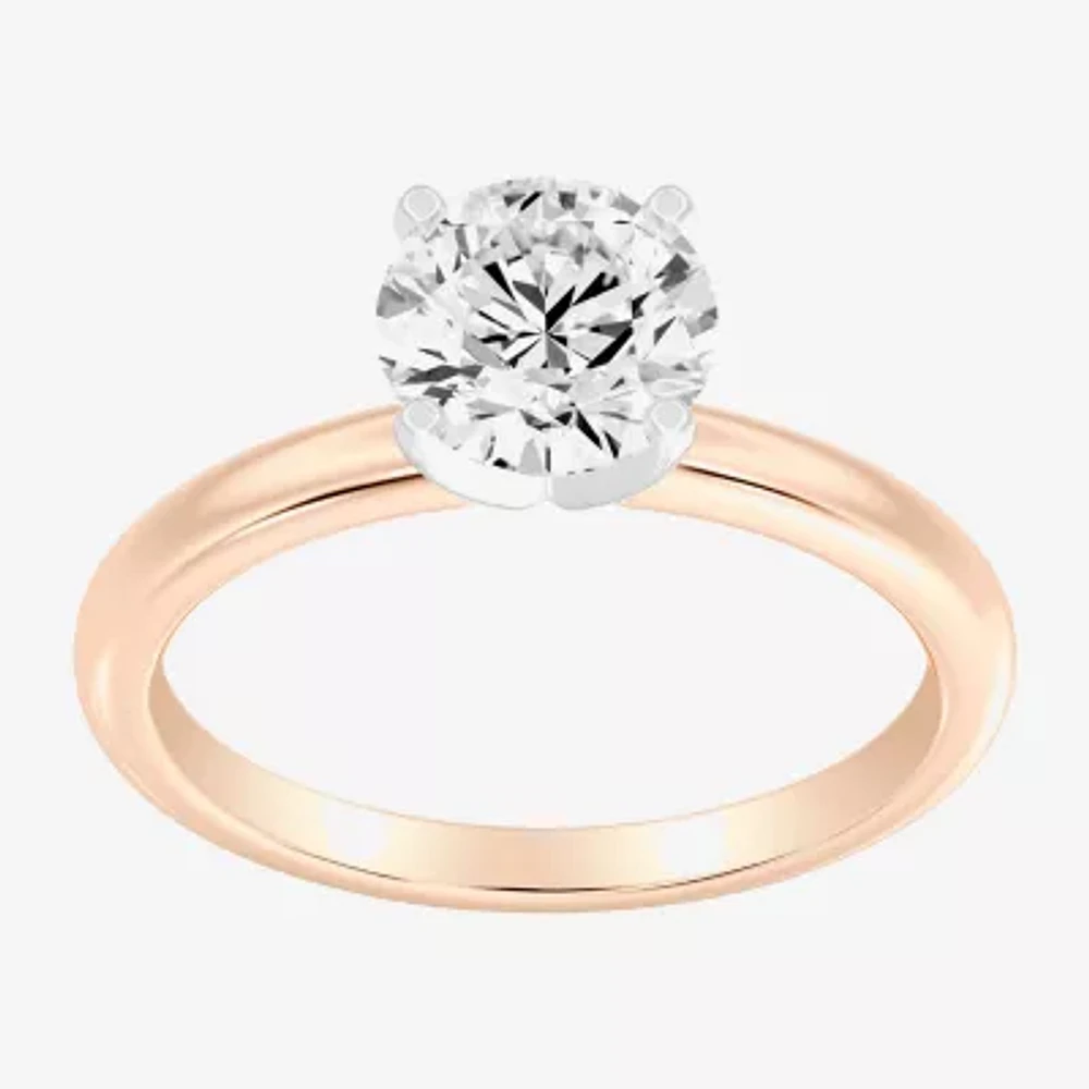 1 1/2 CT..Round Lab-Grown (G / Si2) Diamond Solitaire Engagement Ring 14K Gold