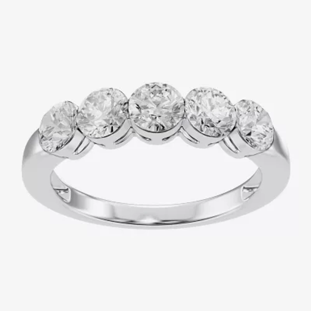 Floating Diamonds (F / Vs2) 3.5MM 1 CT. T.W. Lab Grown White Diamond 14K Gold 5-Stone Anniversary Band