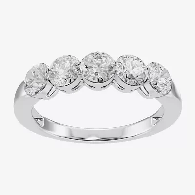 Floating Diamonds (F / Vs2) 3.5MM 1 CT. T.W. Lab Grown White Diamond 14K Gold 5-Stone Anniversary Band