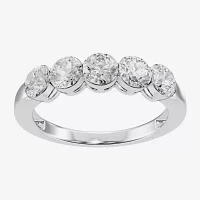 Floating Diamonds (F / Vs2) 3.5MM 1 CT. T.W. Lab Grown White Diamond 14K Gold 5-Stone Anniversary Band