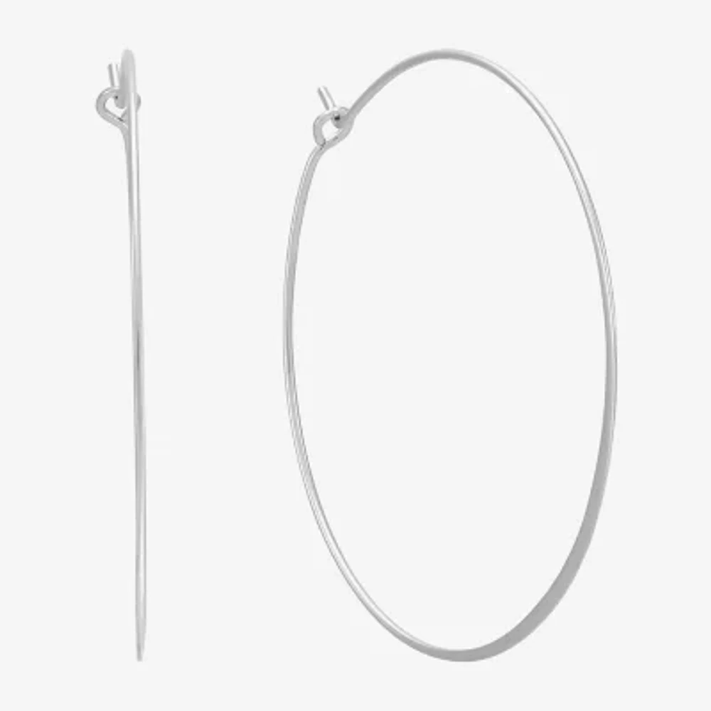 Sterling Silver 49.3mm Round Hoop Earrings