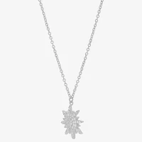 Womens White Cubic Zirconia Sterling Silver Star Sunburst Pendant Necklace