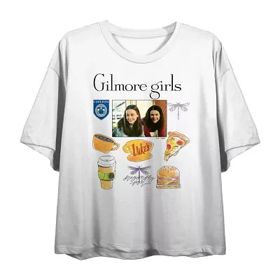 Gilmore Girls Lorelai & Rory Screenshot Icons Crew Womens Neck Short Sleeve Crop Top Juniors