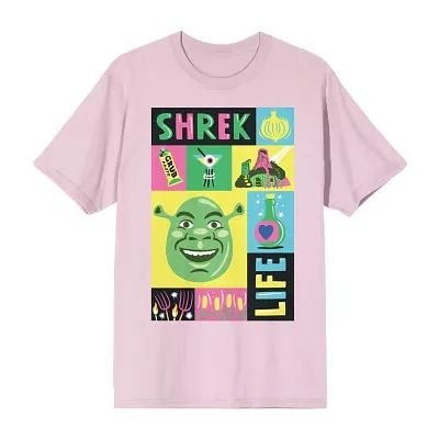 Juniors Shrek Colorful Collage Womens Crew Neck Short Sleeve Graphic T-Shirt