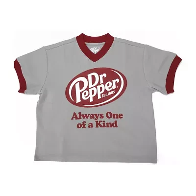 Juniors Dr Pepper Always One Of A Kind Womens V Neck Short Sleeve Graphic T-Shirt