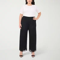 MSK Womens Mid Rise Wide Leg Palazzo Pant-Plus