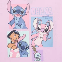 Little & Big Girls Round Neck Short Sleeve Lilo Stitch Graphic T-Shirt