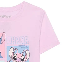 Little & Big Girls Round Neck Short Sleeve Lilo Stitch Graphic T-Shirt