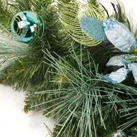 6' x 9'' Peacock Feather and Poinsettia Artificial Christmas Garland  Unlit