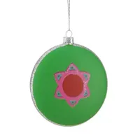 4'' Green and Pink ''Tootsie Roll POP'' Candy Filled Lollipop Christmas Disc Ornament