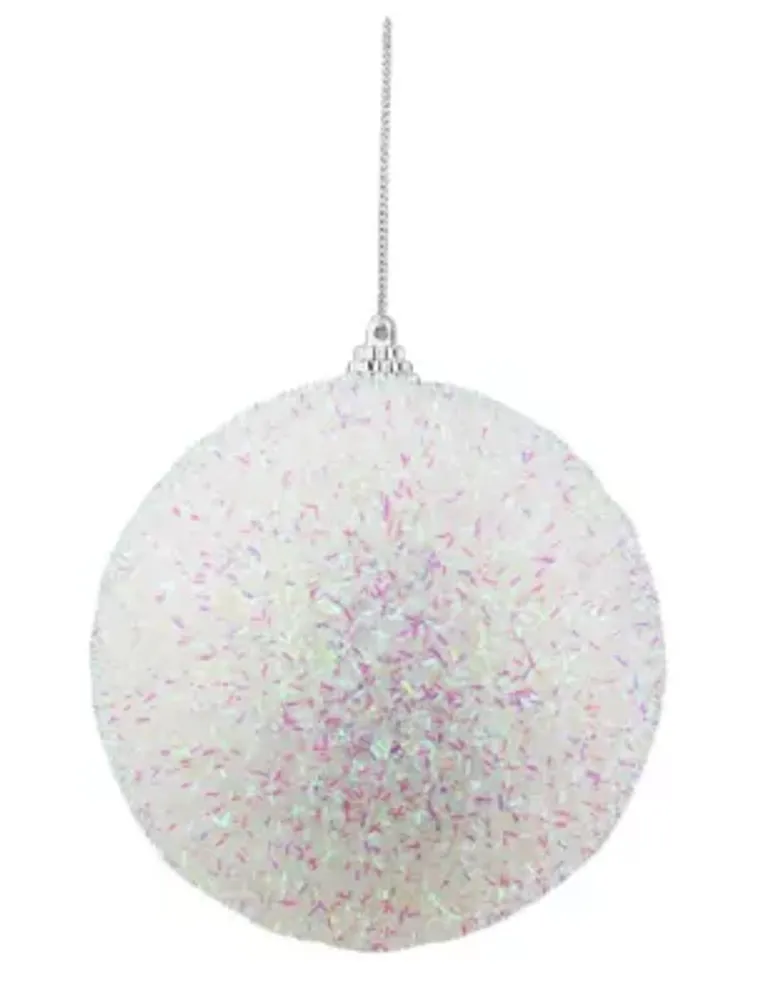 White and Purple Bristled Iridescent Christmas Ball Ornament 4.5'' (115mm)