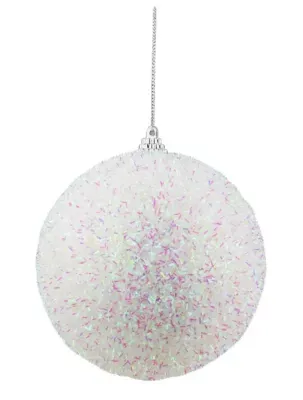 White and Purple Bristled Iridescent Christmas Ball Ornament 4.5'' (115mm)