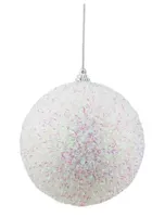 White and Purple Bristled Iridescent Christmas Ball Ornament 4.5'' (115mm)