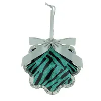 4.5'' Teal Green and Black Glittered Zebra Print Snowflake Prism Christmas Ornament