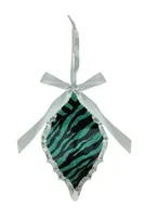 5.75'' Glittered Teal Zebra Print Diamond Prism Christmas Ornament