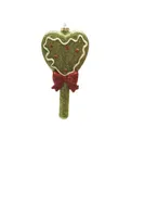 5.75'' Glittered Green and Red Shatterproof Christmas Heart Lollipop Ornament