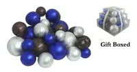 27ct Blue and Brown Shatterproof Matte Christmas Ball Ornaments 4'' (100mm)