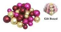 27ct Pink and Burgundy Red Shatterproof Matte Christmas Ball Ornaments 4'' (100mm)