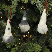 Set of 3 Gray and Cream Christmas Gnomes 3.75"