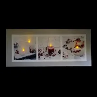 LED Lighted Shimmering Silver Splendor Christmas Canvas Wall Art 11.75" x 27.5"