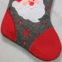 19'' Gray and Red Embroidered Santa Claus Christmas Stocking