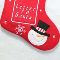 19'' Red and White Embroidered Snowmen Letter to Santa Christmas Stocking