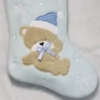 19'' Blue and White Baby's 1st Christmas Embroidered Teddy Bear Christmas Stocking