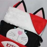 19.5'' Black and Red Embroidered Kitty Cat Christmas Stocking