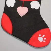 19.5'' Black and Red Embroidered Kitty Cat Christmas Stocking