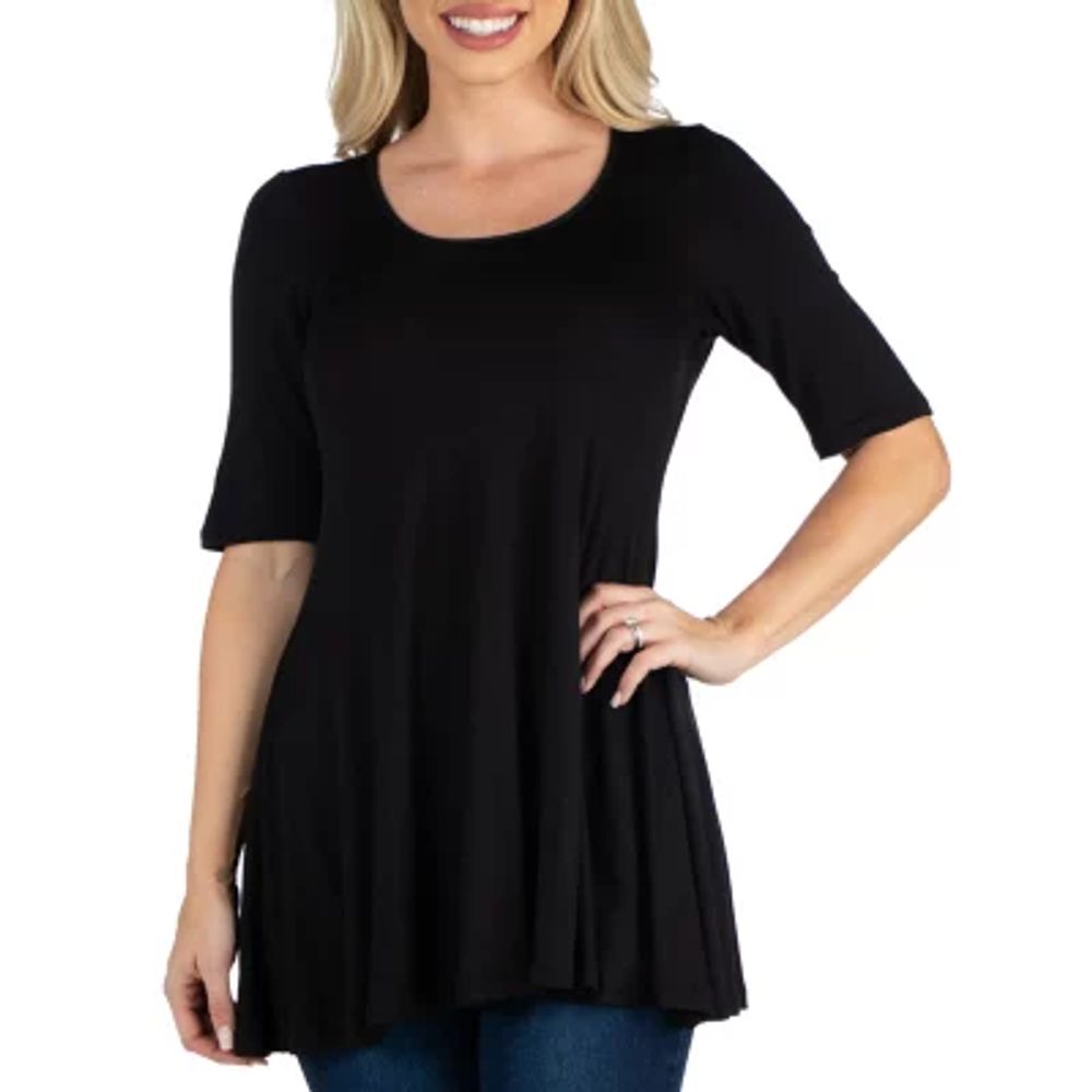 24/7 Comfort Apparel Elbow Sleeve Tunic Top