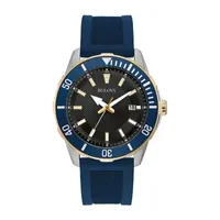 Bulova Mens Blue Strap Watch 98b345