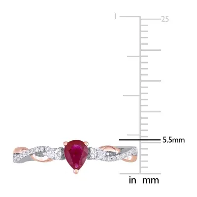 Womens 1/5 CT. T.W. Lead Glass-Filled Red Ruby 14K Two Tone Gold Cocktail Ring