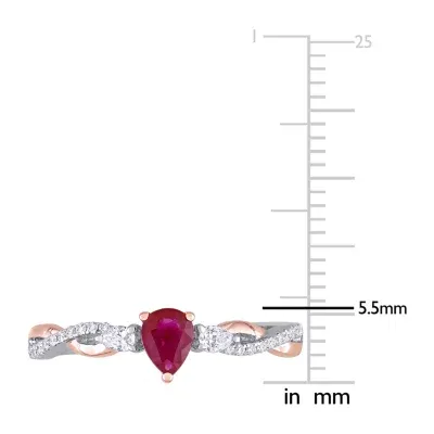 Womens 1/5 CT. Lead Glass-Filled Red Ruby 14K Two Tone Gold Cocktail Ring