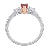 Womens 1/4 CT. T.W. Lead Glass-Filled Red Ruby 14K Two Tone Gold 3-Stone Cocktail Ring