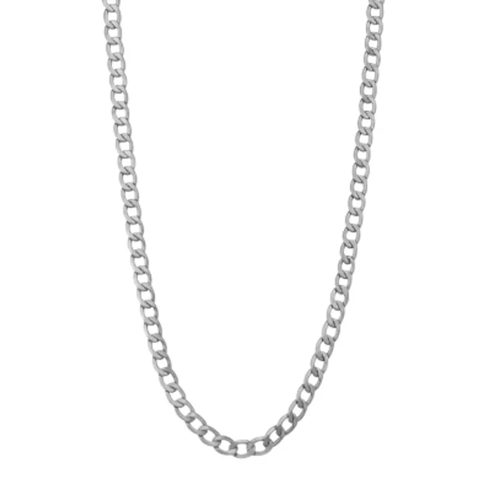 14K White Gold 18-24" 5mm Hollow Curb Chain Necklace