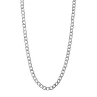 14K White Gold 18-24" 5mm Hollow Curb Chain Necklace