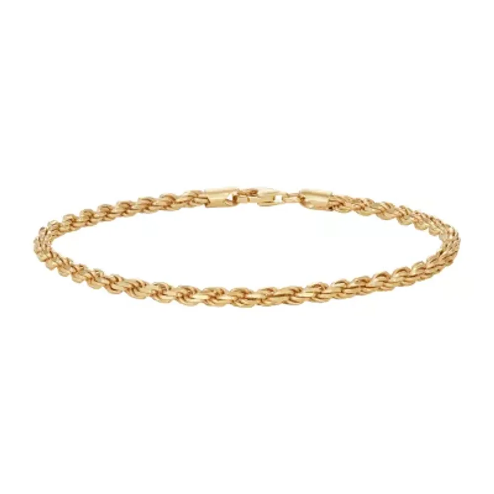 14K Gold Over Silver 8 1/2 Inch Solid Rope Link Bracelet