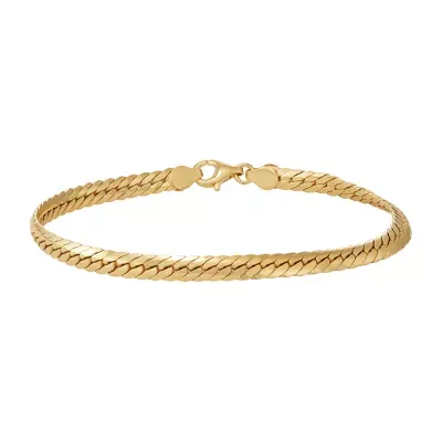 14K Gold Over Silver 8 1/2 Inch Solid Herringbone Link Bracelet