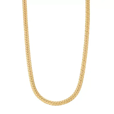 14K Gold Over Silver Solid Herringbone Chain Necklace