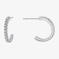 Silver Treasures Cubic Zirconia Sterling Silver Hoop Earrings