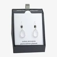 Sparkle Allure Cubic Zirconia Pure Silver Over Brass Drop Earrings