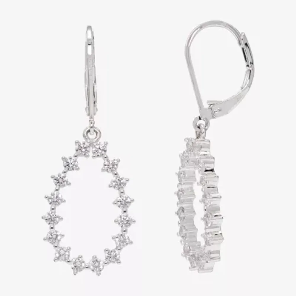 Sparkle Allure Cubic Zirconia Pure Silver Over Brass Drop Earrings