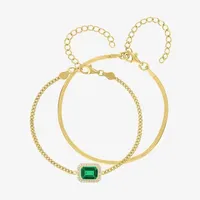 Womens 2-pc. Green Emerald Gold Over Silver Bracelet Set